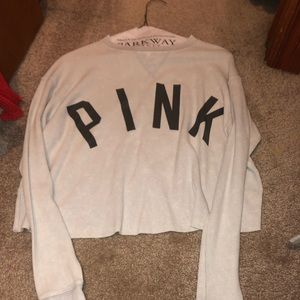 Brand new Pink crop gray and white sweatshirt!
